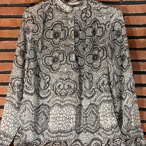 ZOA New York Black & White Sheer Blouse SZ-L